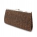 Evening Bag - Braided Straw Like w/ Metal Frame - Brown - BG-92070BR